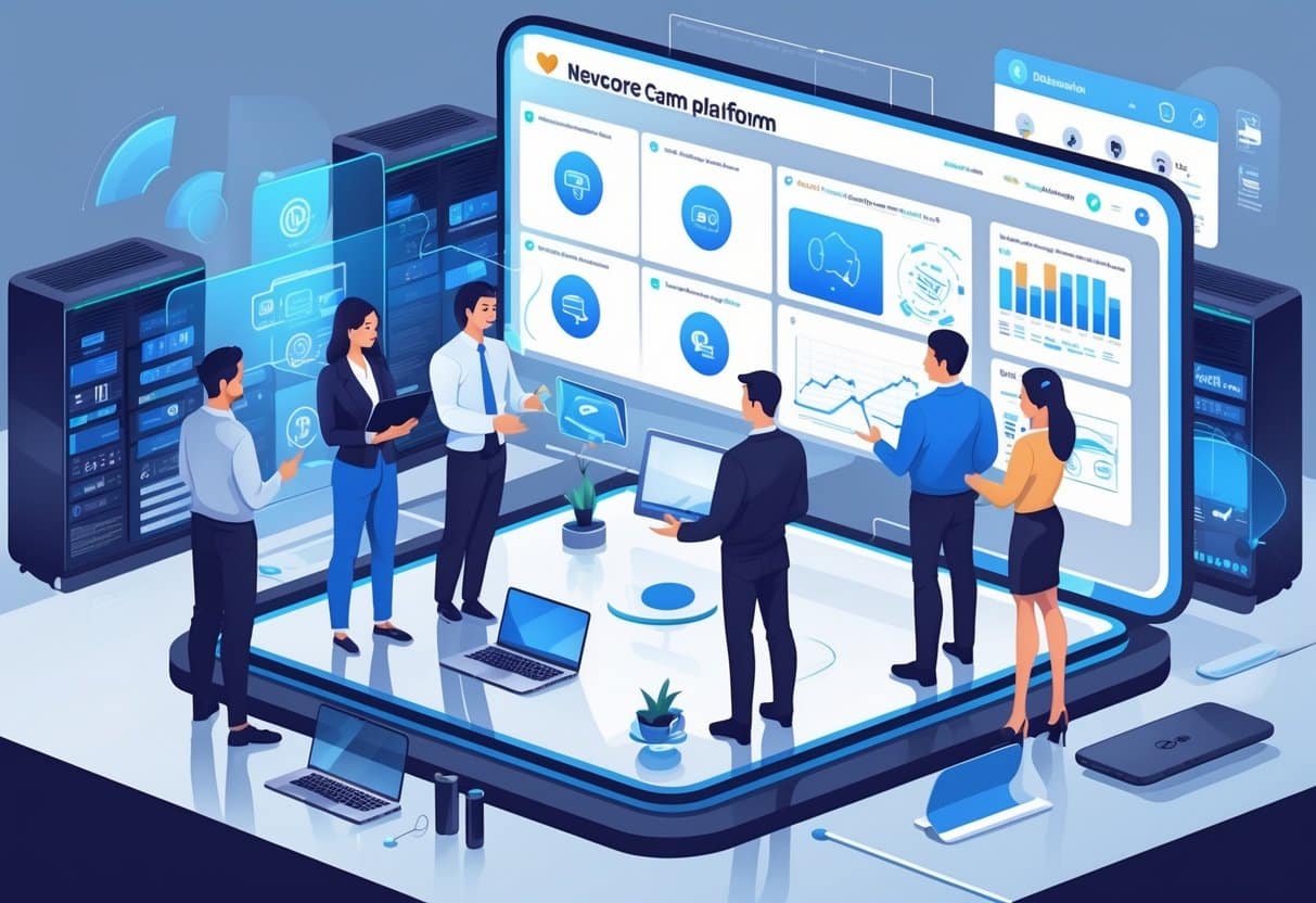 Professionals discussing Hardcore Cams platform analytics