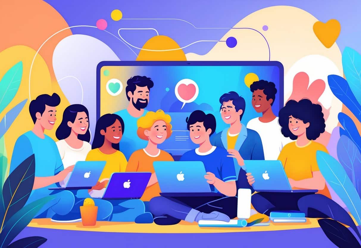 People exploring gay cams and chatting in a vibrant, digital community.